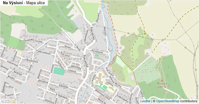 Na Výsluní - mapa ulice