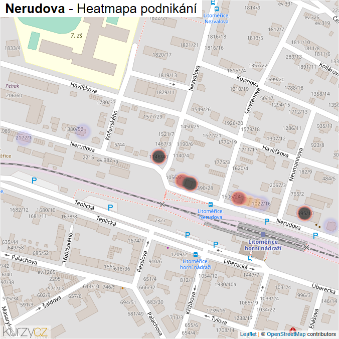 Mapa Nerudova - Firmy v ulici.