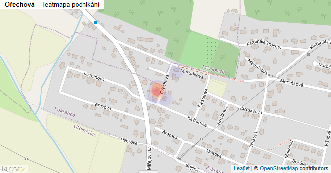 Ořechová - mapa podnikání