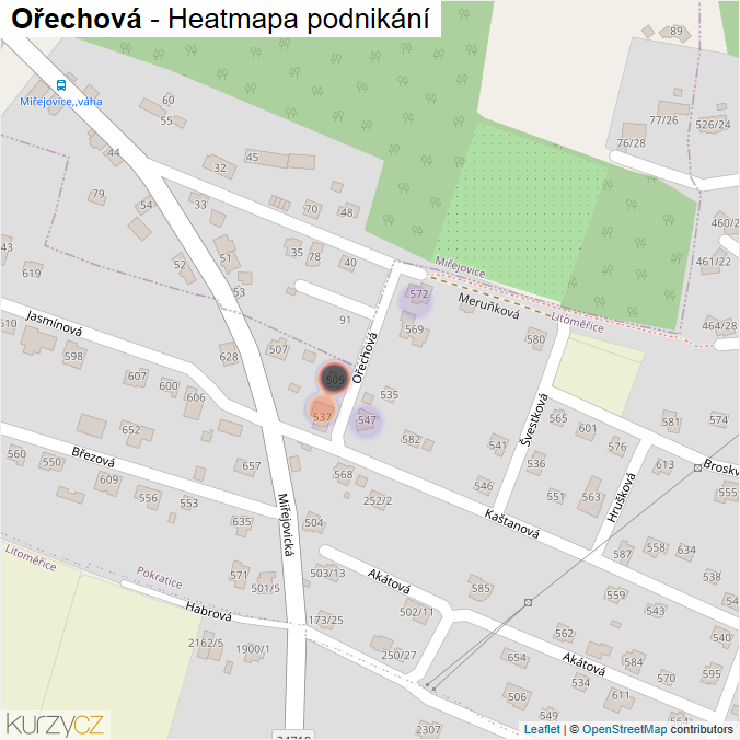 Mapa Ořechová - Firmy v ulici.