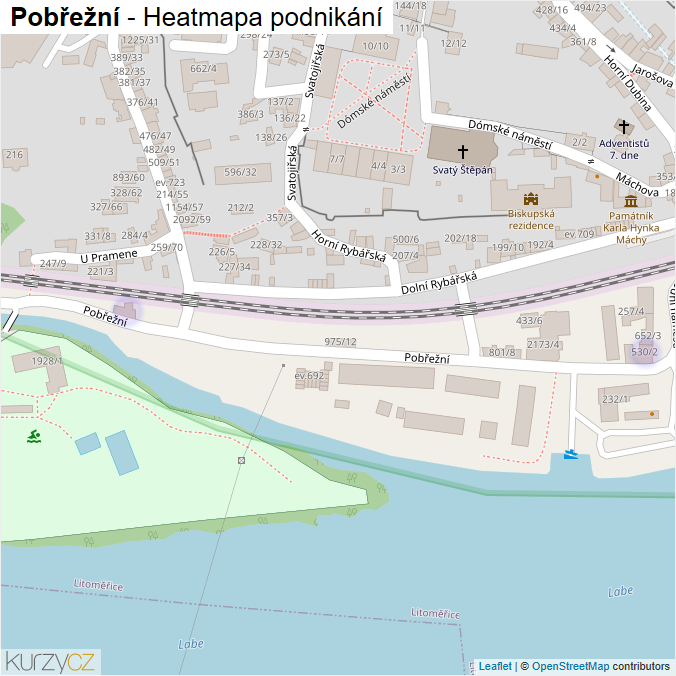 Mapa Pobřežní - Firmy v ulici.