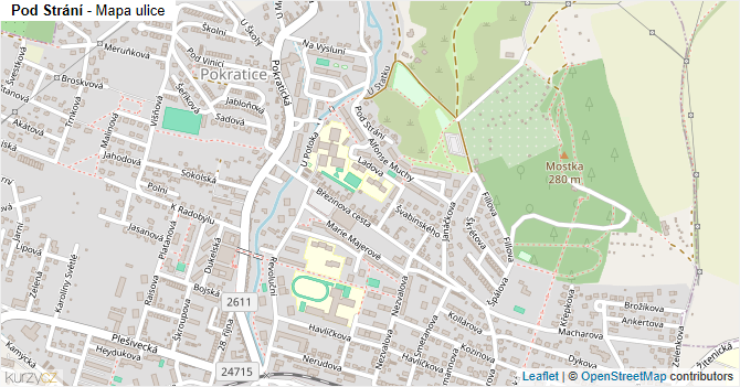 Pod Strání - mapa ulice