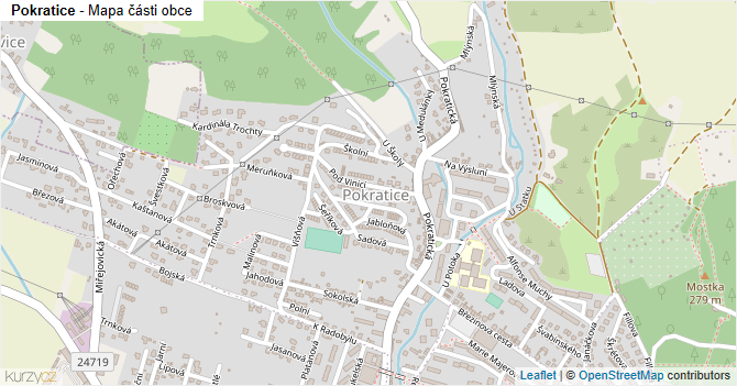 Pokratice - mapa části obce