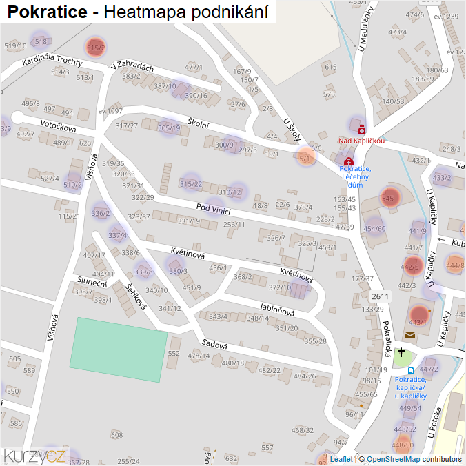Mapa Pokratice - Firmy v části obce.