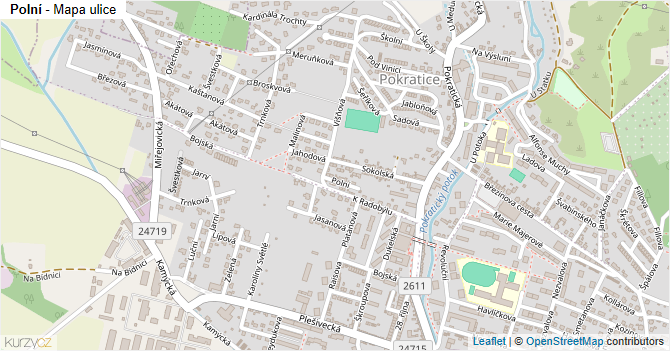 Polní - mapa ulice