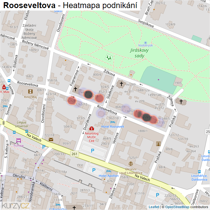 Mapa Rooseveltova - Firmy v ulici.