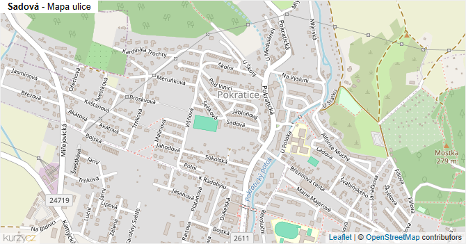 Sadová - mapa ulice