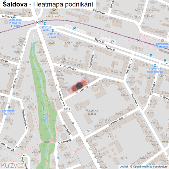 Mapa Šaldova - Firmy v ulici.