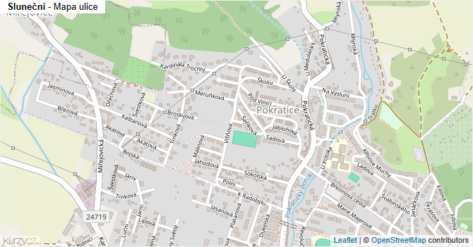Sluneční - mapa ulice