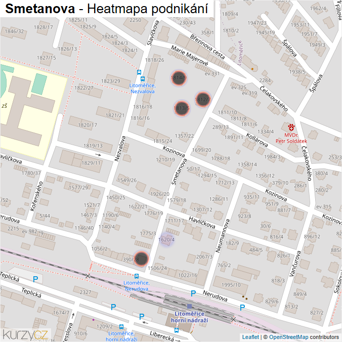 Mapa Smetanova - Firmy v ulici.