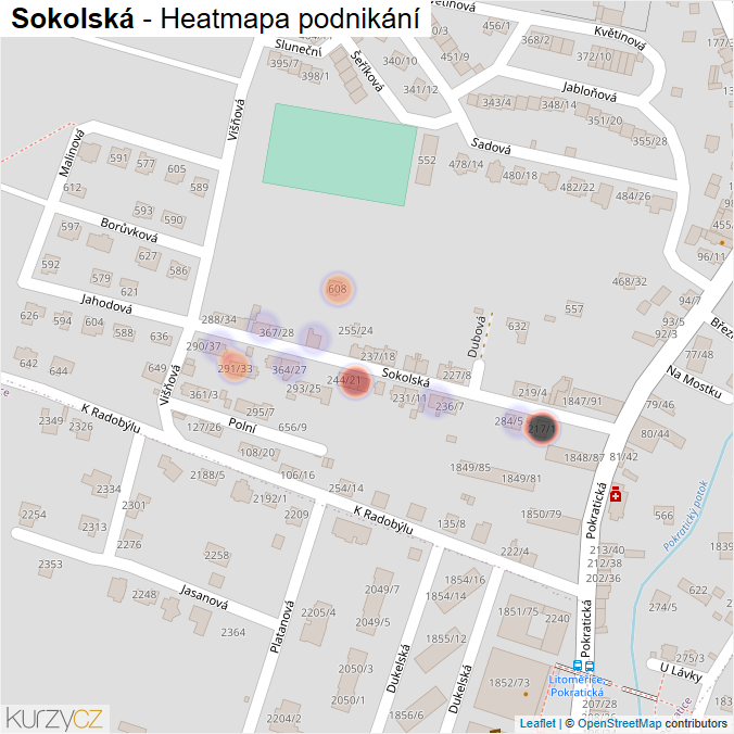 Mapa Sokolská - Firmy v ulici.
