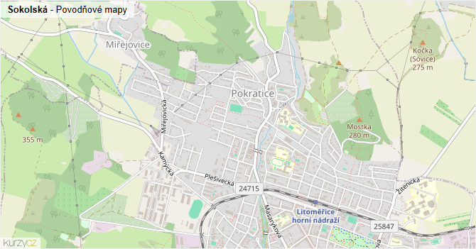 Sokolská - záplavové mapy stoleté vody