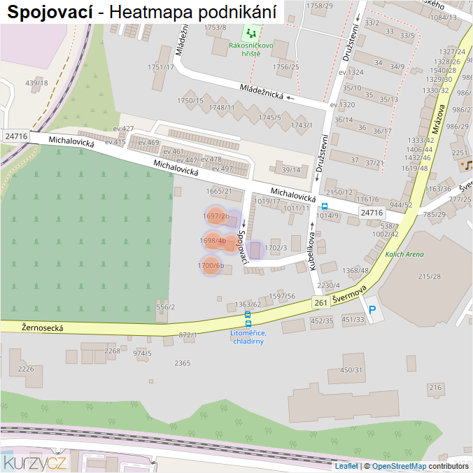 Mapa Spojovací - Firmy v ulici.