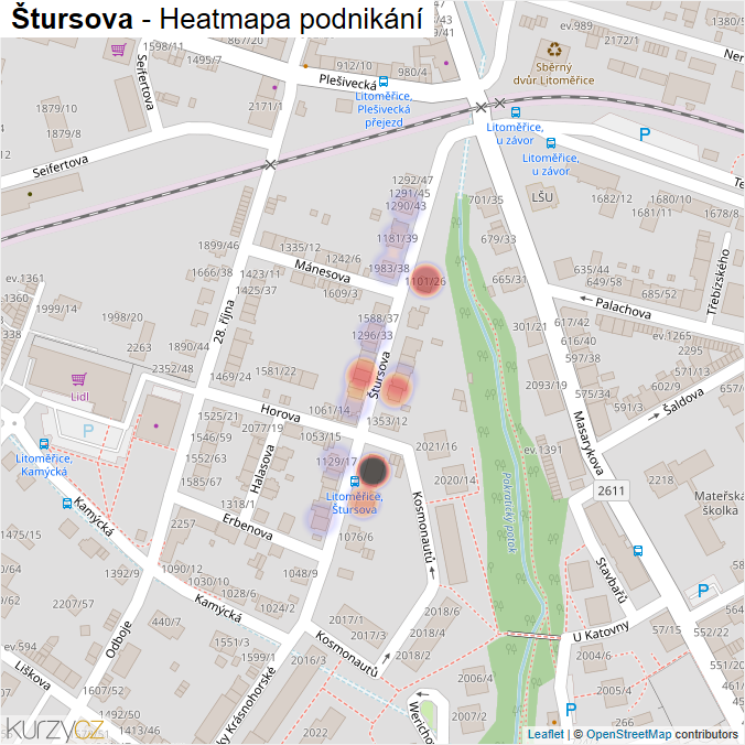 Mapa Štursova - Firmy v ulici.