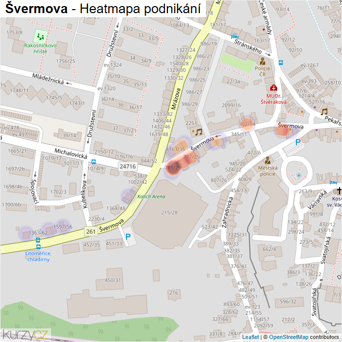 Mapa Švermova - Firmy v ulici.