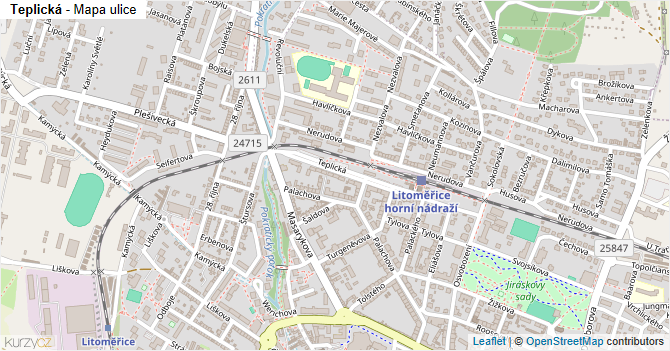 Teplická - mapa ulice