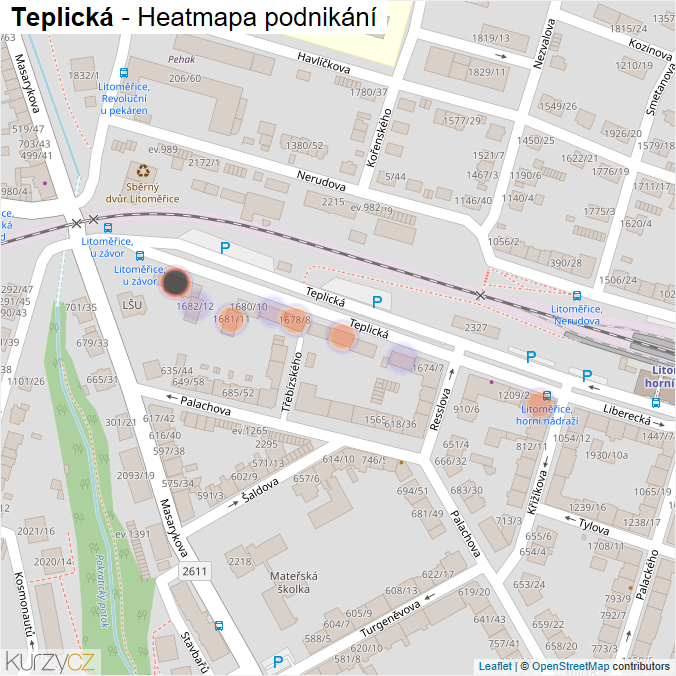 Mapa Teplická - Firmy v ulici.