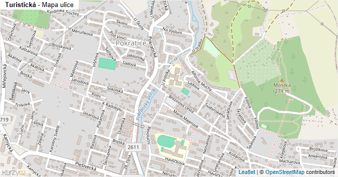 Turistická - mapa ulice