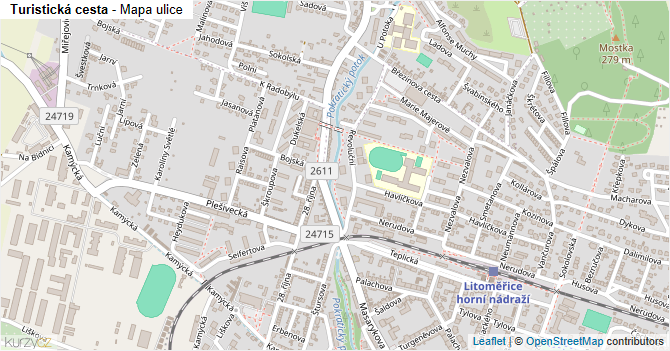 Turistická cesta - mapa ulice