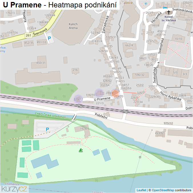 Mapa U Pramene - Firmy v ulici.
