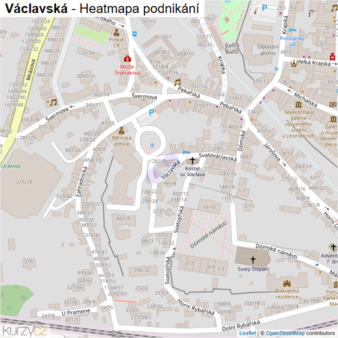 Mapa Václavská - Firmy v ulici.