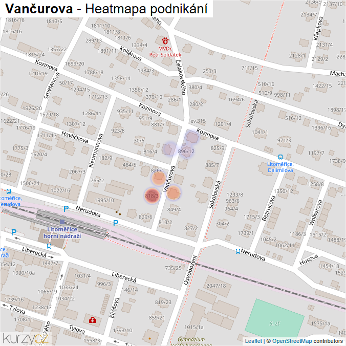 Mapa Vančurova - Firmy v ulici.