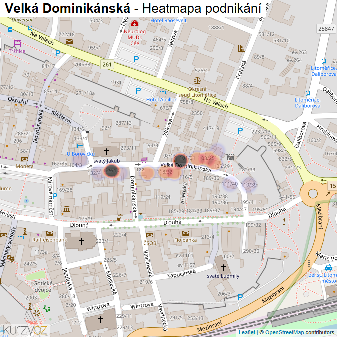 Mapa Velká Dominikánská - Firmy v ulici.