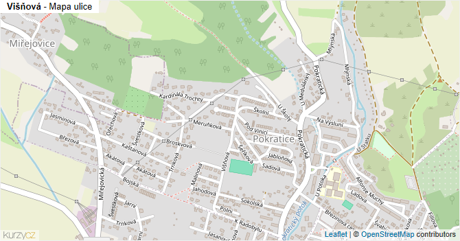 Višňová - mapa ulice