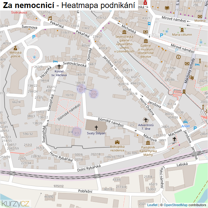 Mapa Za nemocnicí - Firmy v části obce.