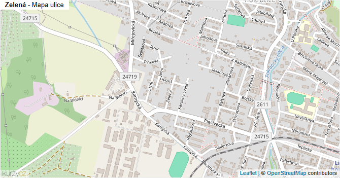 Zelená - mapa ulice
