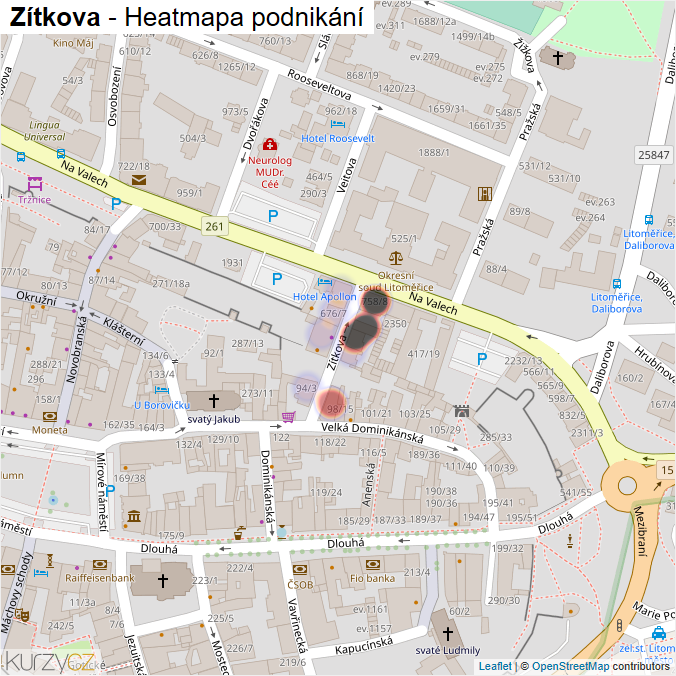 Mapa Zítkova - Firmy v ulici.