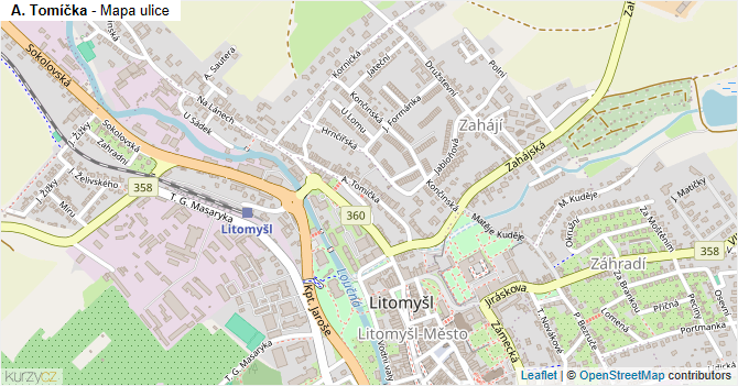 A. Tomíčka - mapa ulice