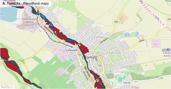 A. Tomíčka - záplavové mapy stoleté vody