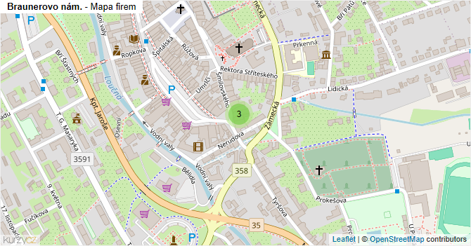 Braunerovo nám. - mapa firem