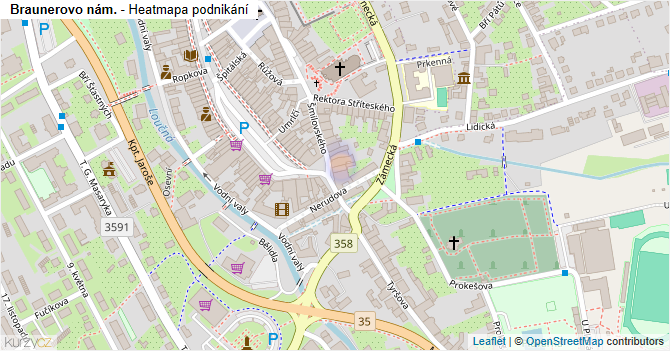 Braunerovo nám. - mapa podnikání