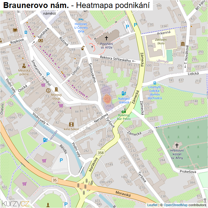 Mapa Braunerovo nám. - Firmy v ulici.