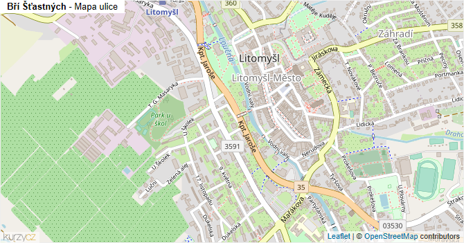 Bří Šťastných - mapa ulice