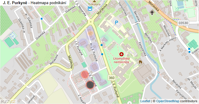 J. E. Purkyně - mapa podnikání
