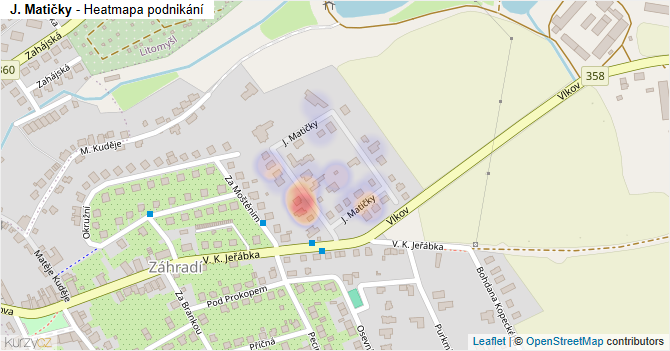 J. Matičky - mapa podnikání