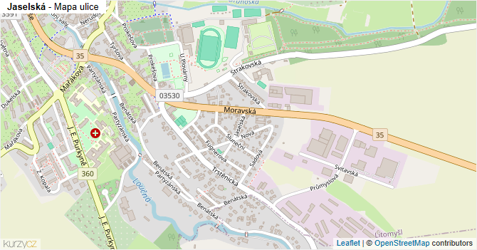 Jaselská - mapa ulice