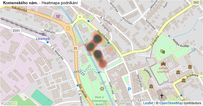 Komenského nám. - mapa podnikání