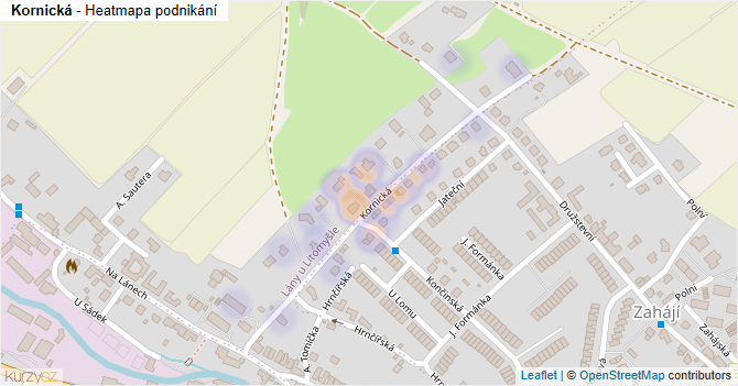 Kornická - mapa podnikání