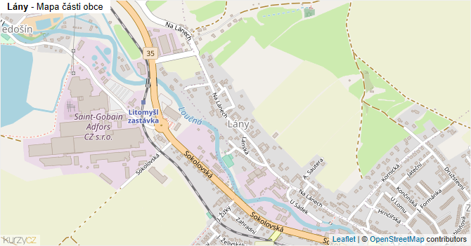 Lány - mapa části obce