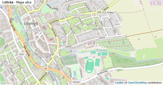 Lidická - mapa ulice