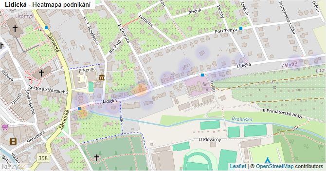 Lidická - mapa podnikání