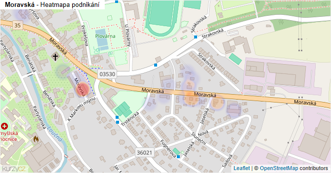Moravská - mapa podnikání