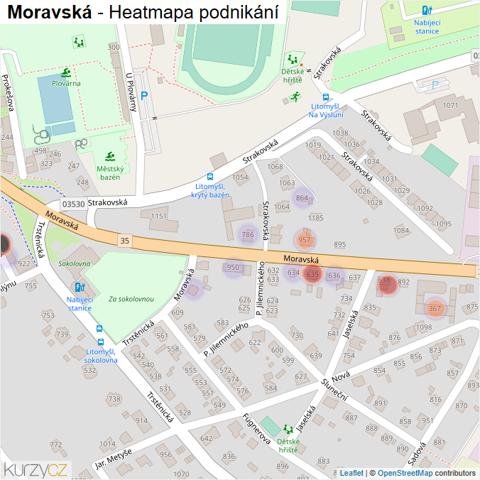 Mapa Moravská - Firmy v ulici.