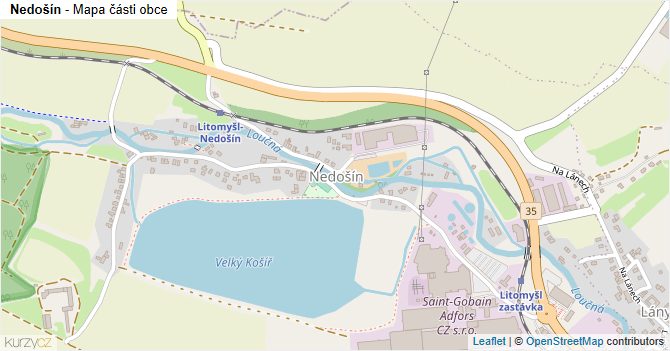 Nedošín - mapa části obce