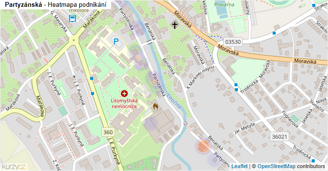Partyzánská - mapa podnikání