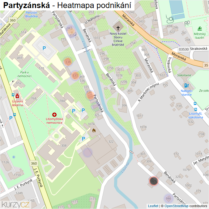 Mapa Partyzánská - Firmy v ulici.